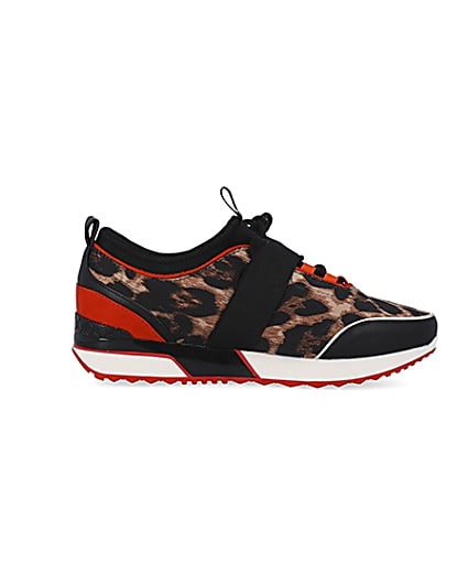 360 degree animation of product Brown leopard print trainers frame-15
