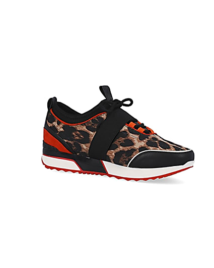 360 degree animation of product Brown leopard print trainers frame-17
