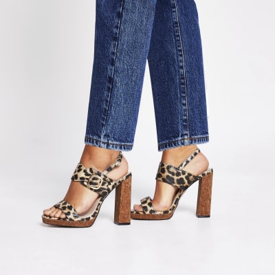 leopard print sandals wide fit