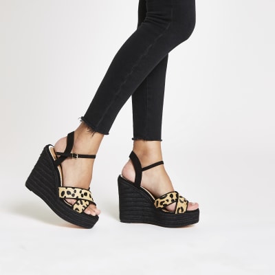 wide fit leopard print wedges