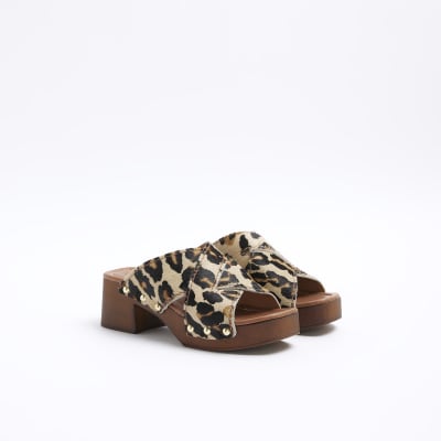 Leopard print mules river hot sale island