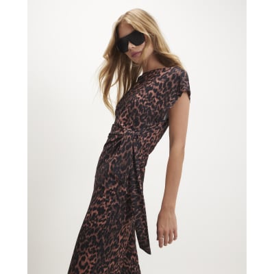 Leopard Textured Tie Side Top