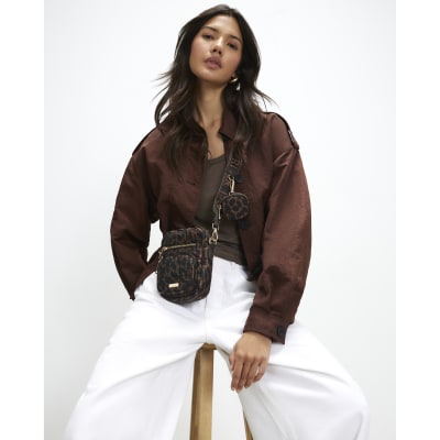 Leopard Webbing Strap Crossbody Bag