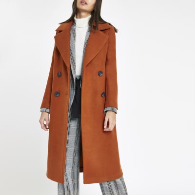 Brown long double breasted coat