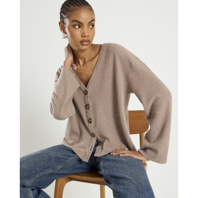 Brown Long Sleeve Cosy Button up Cardigan