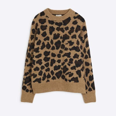 Brown Long Sleeve Leopard Jumper River Island