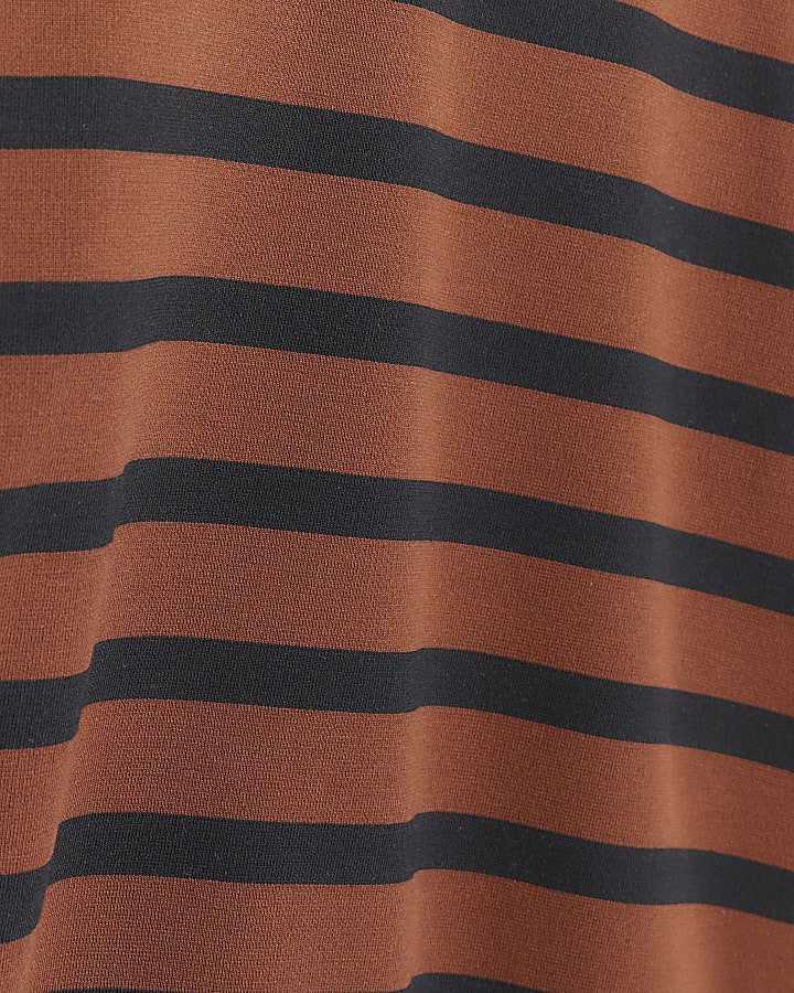 Brown long sleeve striped top