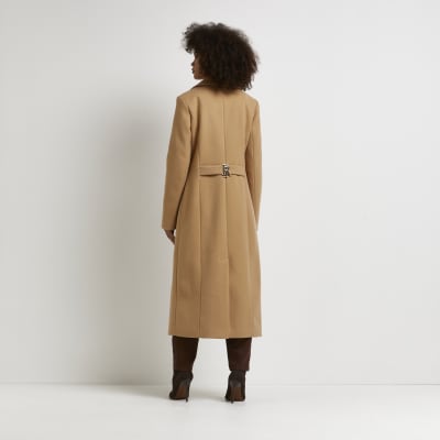 Brown longline coat | River Island