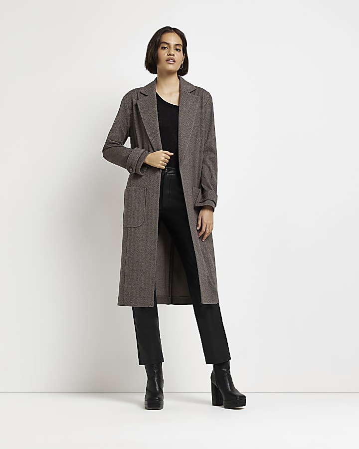 Brown longline duster coat