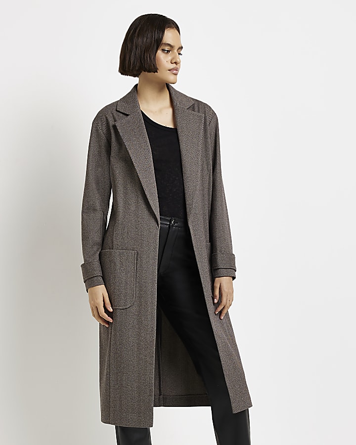 Brown longline duster coat