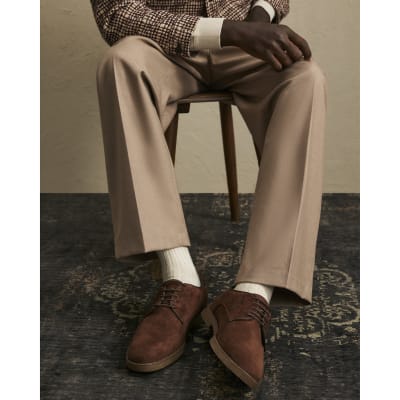 Brown Micro Fibre Derby Shoes