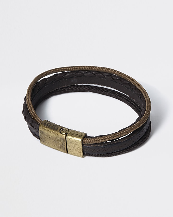 Brown mixed leather bracelet