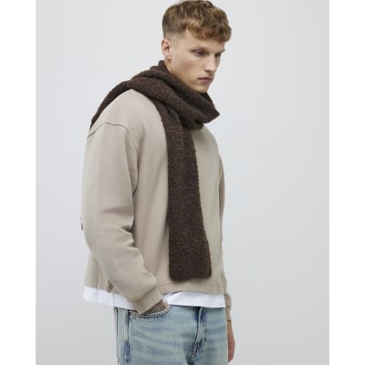 Brown Mixed Yarn Boucle Scarf