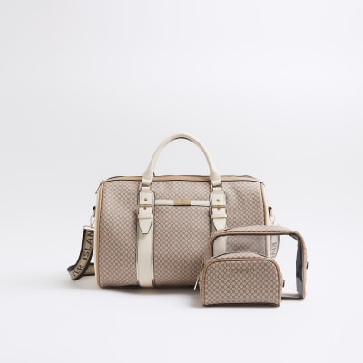 Brown Monogram Buckle Strap Travel Bag set River Island