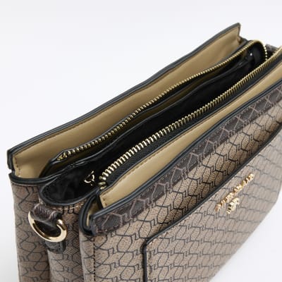 Brown monogram crossbody bag River Island