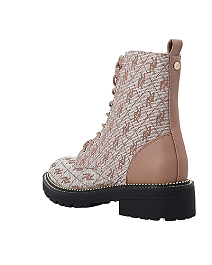 360 degree animation of product Brown monogram jacquard ankle boots frame-6