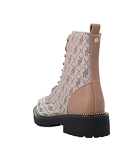 360 degree animation of product Brown monogram jacquard ankle boots frame-7