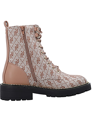 360 degree animation of product Brown monogram jacquard ankle boots frame-14