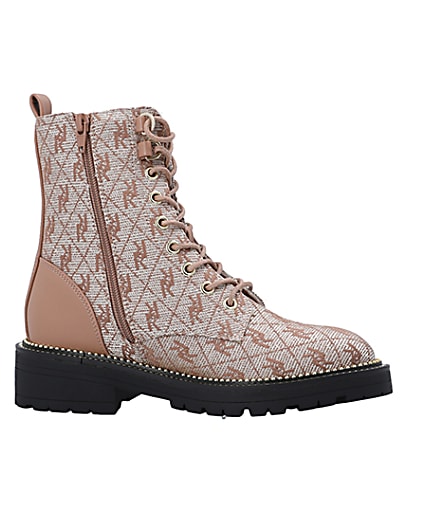 360 degree animation of product Brown monogram jacquard ankle boots frame-16