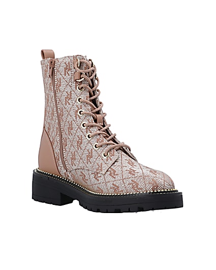 360 degree animation of product Brown monogram jacquard ankle boots frame-18