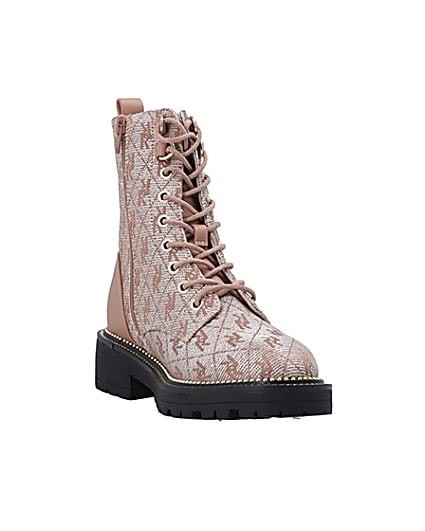 360 degree animation of product Brown monogram jacquard ankle boots frame-19