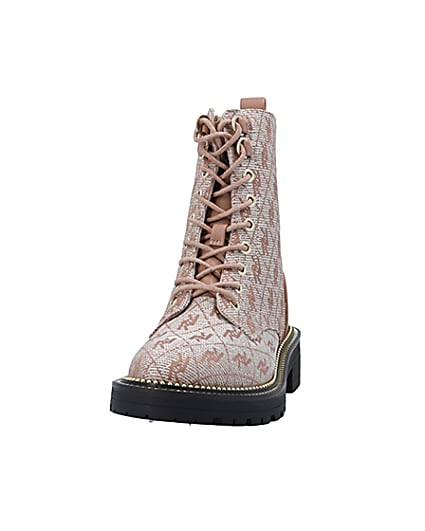 360 degree animation of product Brown monogram jacquard ankle boots frame-22