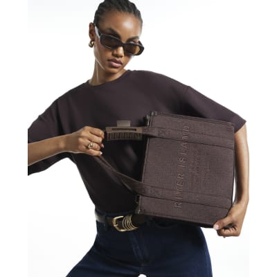 Brown Monogram Jacquard Embroidered Tote Bag