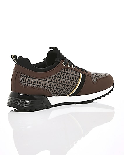 360 degree animation of product Brown monogram ‘MCMLXXVI’ lace-up trainers frame-12