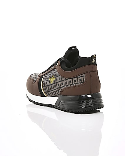 360 degree animation of product Brown monogram ‘MCMLXXVI’ lace-up trainers frame-18