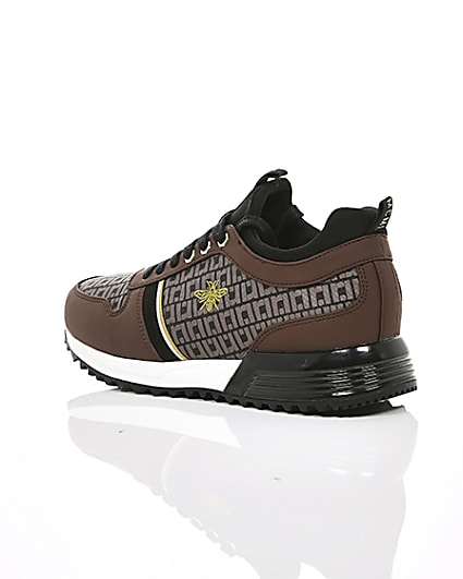 360 degree animation of product Brown monogram ‘MCMLXXVI’ lace-up trainers frame-19