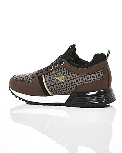 360 degree animation of product Brown monogram ‘MCMLXXVI’ lace-up trainers frame-20