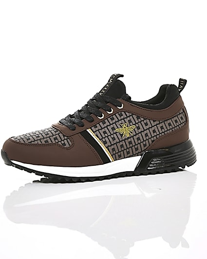 360 degree animation of product Brown monogram ‘MCMLXXVI’ lace-up trainers frame-23