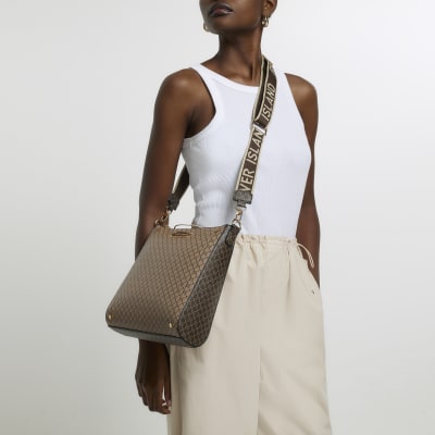 Brown monogram messenger bag River Island