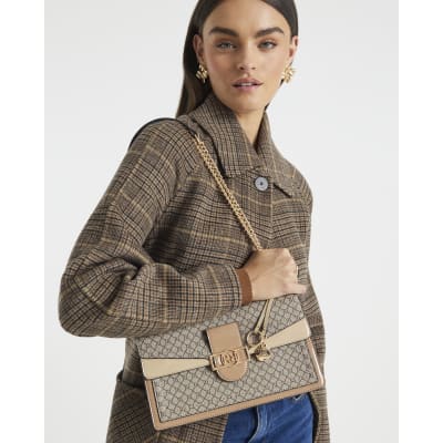 Brown Monogram Print Shoulder bag