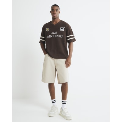 Brown Moto Badge Knitted T-Shirt