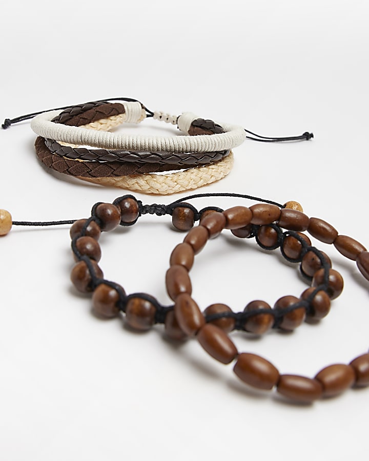 Brown Multipack Wooden Bead bracelets