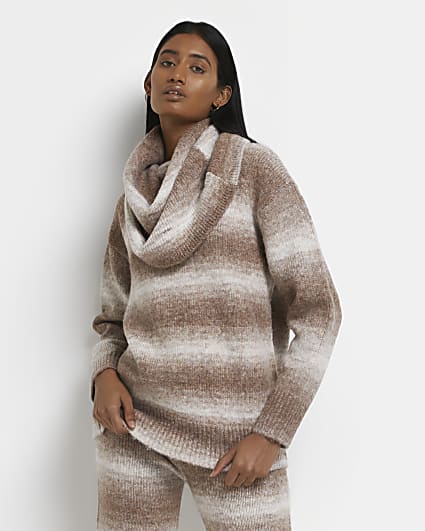 Brown ombre striped jumper