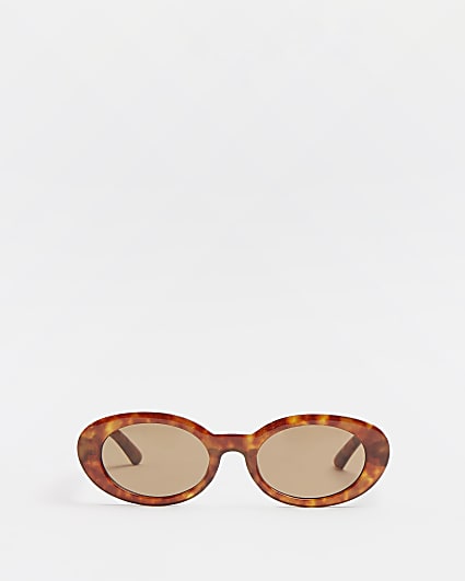Brown oval slim sunglasses