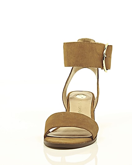 360 degree animation of product Brown oversized buckle sandals frame-3