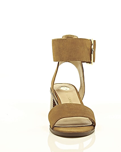 360 degree animation of product Brown oversized buckle sandals frame-4