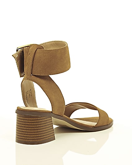 360 degree animation of product Brown oversized buckle sandals frame-13
