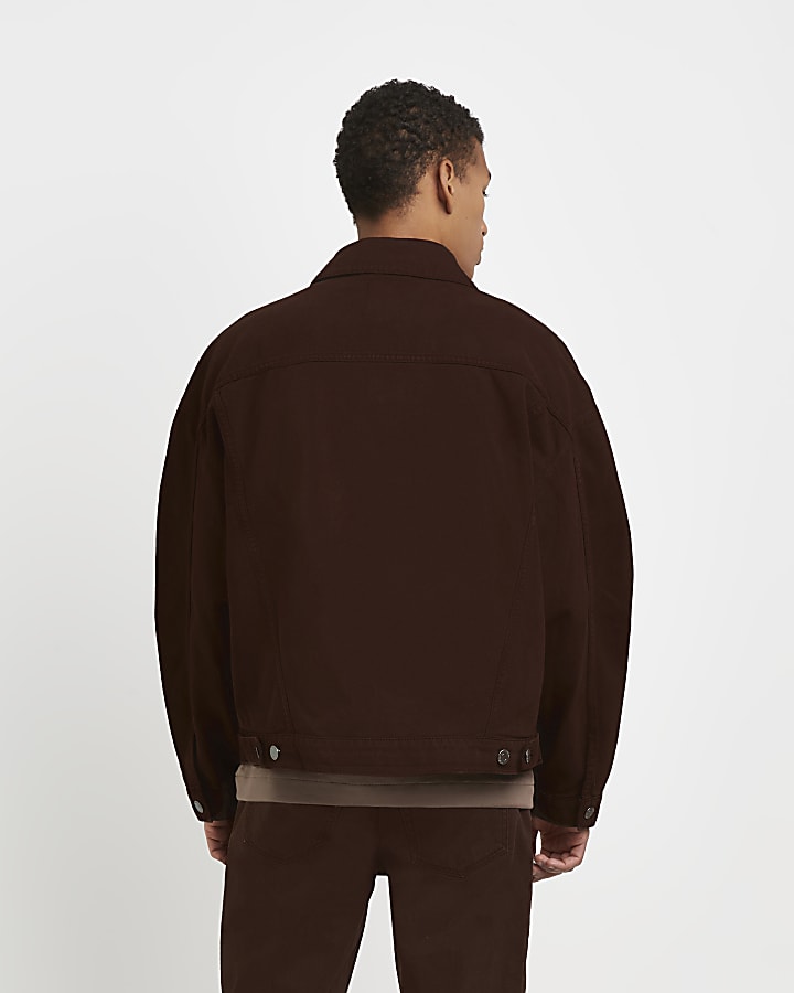 Brown oversized fit denim jacket