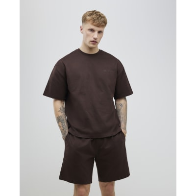 Brown Oversized Fit T-Shirt And Shorts Set