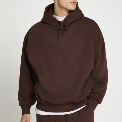 Brown oversized long sleeve hoodie River Island