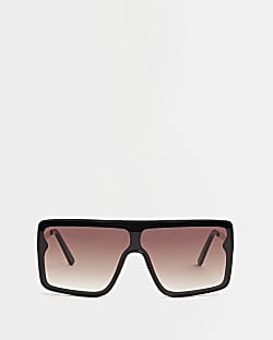 Brown oversized visor sunglasses