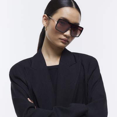Brown oversized visor sunglasses