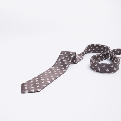 Brown Paisley Print Tie