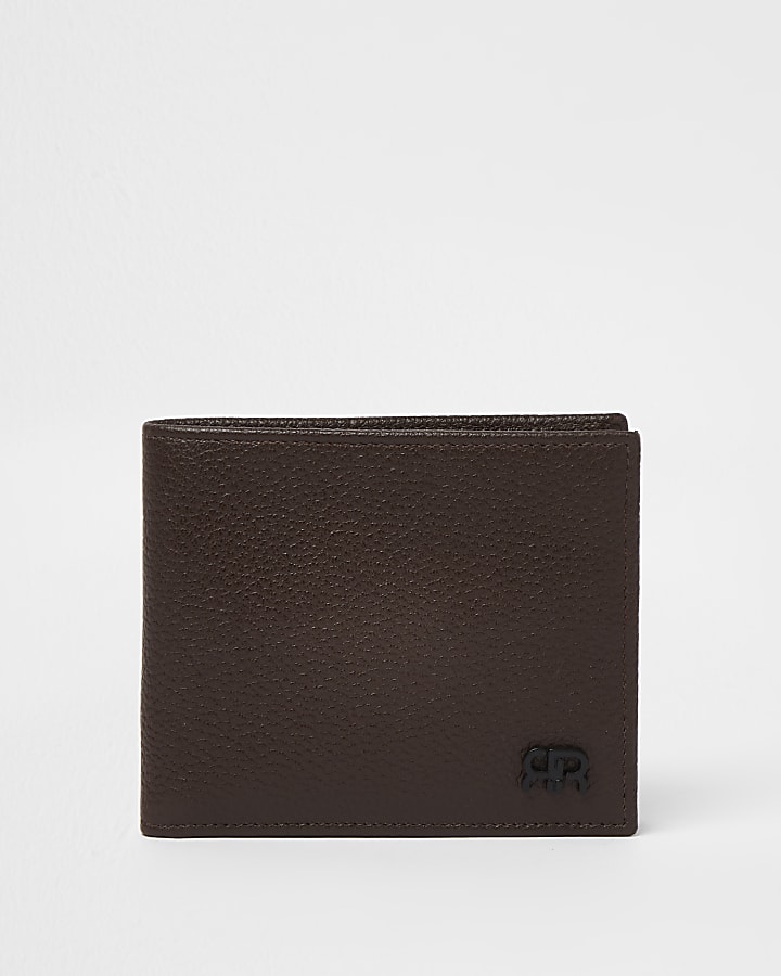 Brown pebbled RR bifold wallet