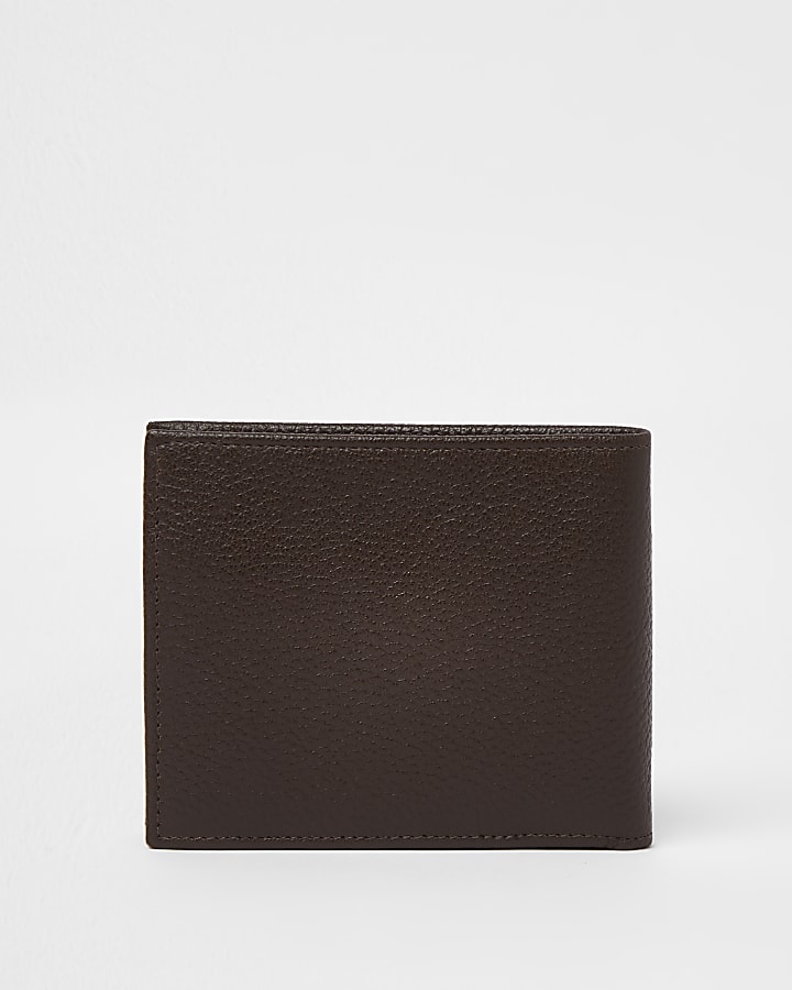 Brown pebbled RR bifold wallet