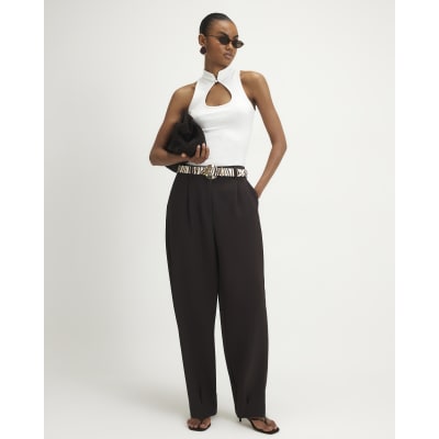 Pleat Detail Barrel Leg Trousers